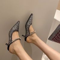 Summer Stiletto Bright Diamond Women's Mid-heel Women's Pointed Sandals Slippers Nihaojewelry main image 5