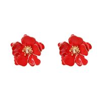 Hot Selling Simple Small Drop Oil Petals Pearl Flower Earrings For Women Nihaojewelry sku image 1