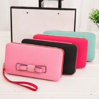 The New Korean Matte Leather Bow Tie Long Wallet Clutch Purse Mobile Phone Bag Wholesale Nihaojewelry main image 3