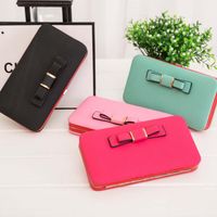 The New Korean Matte Leather Bow Tie Long Wallet Clutch Purse Mobile Phone Bag Wholesale Nihaojewelry main image 5