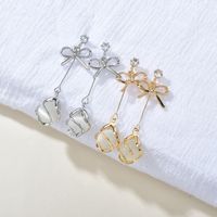 925 Silver Needle Korean Bow Opal Earrings Simple All-match Fashionmonger Eardrops Long Elegant Earrings Female main image 6