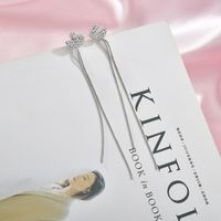 Korean Full Diamond Black Swan Ear Clip Earrings Long Tassel Earrings S925 Silver Needle Wholesale Nihaojewelry main image 6