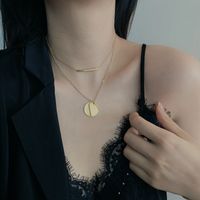 Double Layered Through-body Stainless Steel Round Brand Copper Tube Necklace Clavicle Chain Fashion Wholesale Nihaojewelry main image 3