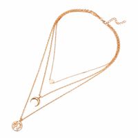 Love Crescent Map Pendant Multi-layer Necklace Creative Retro Alloy Metal Clavicle Chain Wholesale Nihaojewelry main image 3