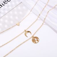 Love Crescent Map Pendant Multi-layer Necklace Creative Retro Alloy Metal Clavicle Chain Wholesale Nihaojewelry main image 4