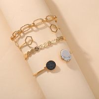 Fashion Jewelry Creative Retro Marble Geometric Chain Bracelet Set 4 Piece Set Wholesale Nihaojewelry main image 3
