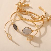 Fashion Jewelry Creative Retro Marble Geometric Chain Bracelet Set 4 Piece Set Wholesale Nihaojewelry main image 4