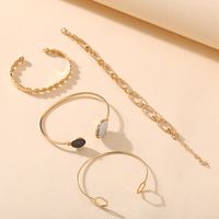 Fashion Jewelry Creative Retro Marble Geometric Chain Bracelet Set 4 Piece Set Wholesale Nihaojewelry main image 5