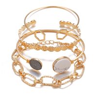 Fashion Jewelry Creative Retro Marble Geometric Chain Bracelet Set 4 Piece Set Wholesale Nihaojewelry main image 6