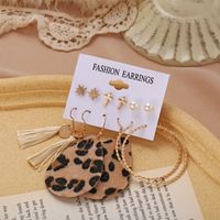 Fashion Jewelry New Tassel Earrings Set Six-piece Creative Leopard Earrings Wholesale Nihaojewelry main image 3