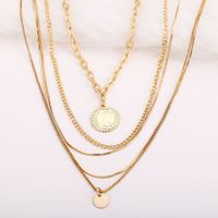 Portrait Seal Disc Multi-layer Necklace Creative Metal Alloy Clavicle Chain Wholesale Nihaojewelry main image 3