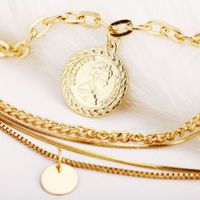 Portrait Seal Disc Multi-layer Necklace Creative Metal Alloy Clavicle Chain Wholesale Nihaojewelry main image 4