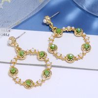 925 Silver Pin High Quality Fashion Metal Crystal Pearl Simple Circle Earrings  Wholesale Nihaojewelry main image 3