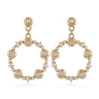 925 Silver Pin High Quality Fashion Metal Crystal Pearl Simple Circle Earrings  Wholesale Nihaojewelry sku image 1