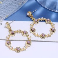 925 Silver Pin High Quality Fashion Metal Crystal Pearl Simple Circle Earrings  Wholesale Nihaojewelry sku image 3