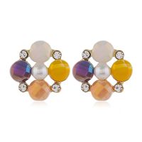 925 Silver Pin High Quality Fashion Metal Simple Flash Diamond Pearl Earrings Wholesale Nihaojewelry sku image 1