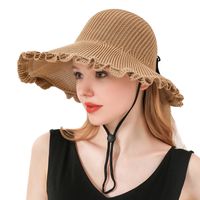 Hat  Korean Sunscreen Sun Hat Outdoor Shade Solid Color Big Eaves Lotus Leaf Leisure Empty Top Hat Wholesale Nihaojewelry main image 1