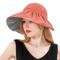 Double-sided Wearing Summer Ladies Casual Sun Hat Korean Solid Color Foldable Lattice Big Eaves Empty Top Hat Wholesale Nihaojewelry main image 1