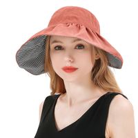 Double-sided Wearing Summer Ladies Casual Sun Hat Korean Solid Color Foldable Lattice Big Eaves Empty Top Hat Wholesale Nihaojewelry main image 3
