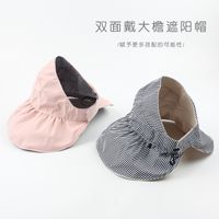 Double-sided Wearing Summer Ladies Casual Sun Hat Korean Solid Color Foldable Lattice Big Eaves Empty Top Hat Wholesale Nihaojewelry main image 4