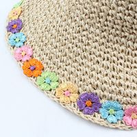 Straw Hat Summer Color Flower Foldable Sun Hat Beach Sunscreen Breathable Hat Wholesale Nihaojewelry main image 4