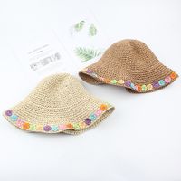 Straw Hat Summer Color Flower Foldable Sun Hat Beach Sunscreen Breathable Hat Wholesale Nihaojewelry main image 5