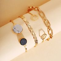 Fashion Jewelry Creative Retro Marble Geometric Chain Bracelet Set 4 Piece Set Wholesale Nihaojewelry sku image 2