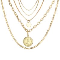 Portrait Seal Disc Multi-layer Necklace Creative Metal Alloy Clavicle Chain Wholesale Nihaojewelry sku image 1
