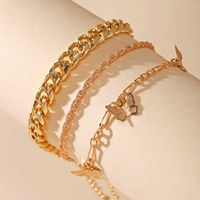 New Butterfly Chain Multilayer Simple Golden Alloy Anklet Set 3 Pack For Women Nihaojewelry main image 1