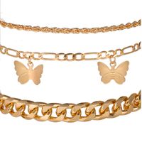 New Butterfly Chain Multilayer Simple Golden Alloy Anklet Set 3 Pack For Women Nihaojewelry main image 3