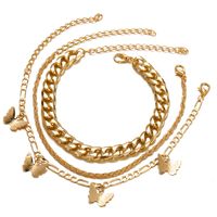 New Butterfly Chain Multilayer Simple Golden Alloy Anklet Set 3 Pack For Women Nihaojewelry main image 6