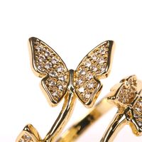 Mode Neue Accessoires Großhandel Europäische Und Amerikanische Persönlichkeit Ring Einfache Ins Gezeiten Kalten Wind Mikro Diamant Handwerk Schmetterling Ring main image 6