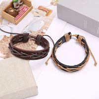 Hot Sale Men's Retro Cowhide Wax Thread New Woven Bracelet Leather Jewelry Wholesale Nihaojewelry main image 5