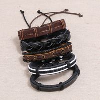 Retro Woven Bracelet Cross-border E-commerce  Diy Cowhide Bracelet Jewelry Wholesale main image 4