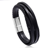 Hot-selling Accessories Multi-layer Simple Woven New Magnet Buckle Men's Leather Bracelet Nihaojewelry main image 2