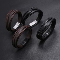 Hot-selling Accessories Multi-layer Simple Woven New Magnet Buckle Men's Leather Bracelet Nihaojewelry main image 3