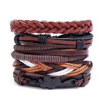 New Hip-hop Fashion Retro Woven Multi-layer Diy Suit Cowhide Bracelet Hand Rope Punk Jewelry Wholesale main image 1