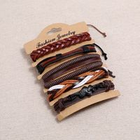 New Hip-hop Fashion Retro Woven Multi-layer Diy Suit Cowhide Bracelet Hand Rope Punk Jewelry Wholesale main image 6