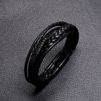 Retro Hand-woven Men's Leather Simple Multilayer Alloy Magnet Buckle Leather Bracelet Nihaojewelry main image 4