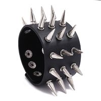 Europäische Und Amerikanische Grenz Überschreitende Accessoires, Neue Dreireihige Spikes, Übertriebene Punk-breite Leder Armbänder, Personal Isierte Bar-und Motorrad Zubehör main image 2