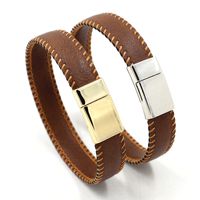 Fashion Brown Microfiber Bilateral Stitching Leather Simple Bracelet Wholesale Nihaojewelry main image 1