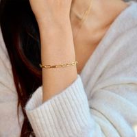 316l Titanium Steel Plating 14k Gold Hollow Simple Chain Bracelet For Women New Accessories Nihaojewelry main image 1