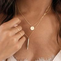 New Double Layered Pendant Simple 316l Stainless Steel Women's Necklace Jewelry Nihaojewelry main image 2
