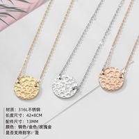 New Stainless Steel Women's Simple Round Hammer Pendant 316l Lettering Accessories Necklace Nihaojewelry main image 3