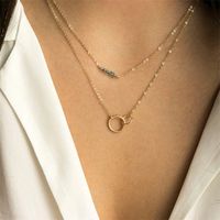 316l Jewelry Fashion Stacking Double Layer Stainless Steel Crystal Necklace For Women Nihaojewelry main image 1