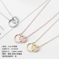 316l Jewelry Fashion Stacking Double Layer Stainless Steel Crystal Necklace For Women Nihaojewelry main image 4