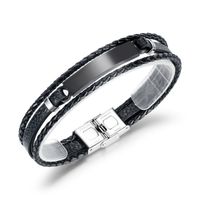 Hot-selling Fashion All-match Men's Titanium Steel Leather Smooth Multi-layer Woven Bracelet Wholesale Nihaojewelry main image 6