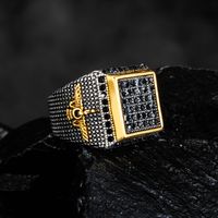 جديد الرجعية الفولاذ المقاوم للصدأ مربع خاتم الماس والمجوهرات بالجملة Nihaojewelry main image 3