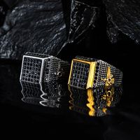 جديد الرجعية الفولاذ المقاوم للصدأ مربع خاتم الماس والمجوهرات بالجملة Nihaojewelry main image 4