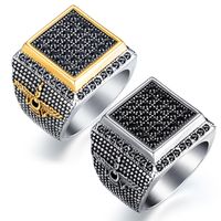 New  Retro Stainless Steel Square Diamond Ring Jewelry Wholesale Nihaojewelry main image 6